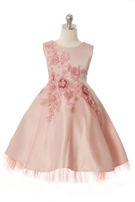 Girls Dress Style 1047 - Gorgeous Sleeveless Dress with Beautiful Flower Details in Blush